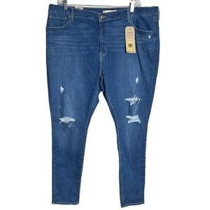 Levi’s 720 High Rise‎ Super Skinny Jeans Blue Medium Wash Distress Destroy